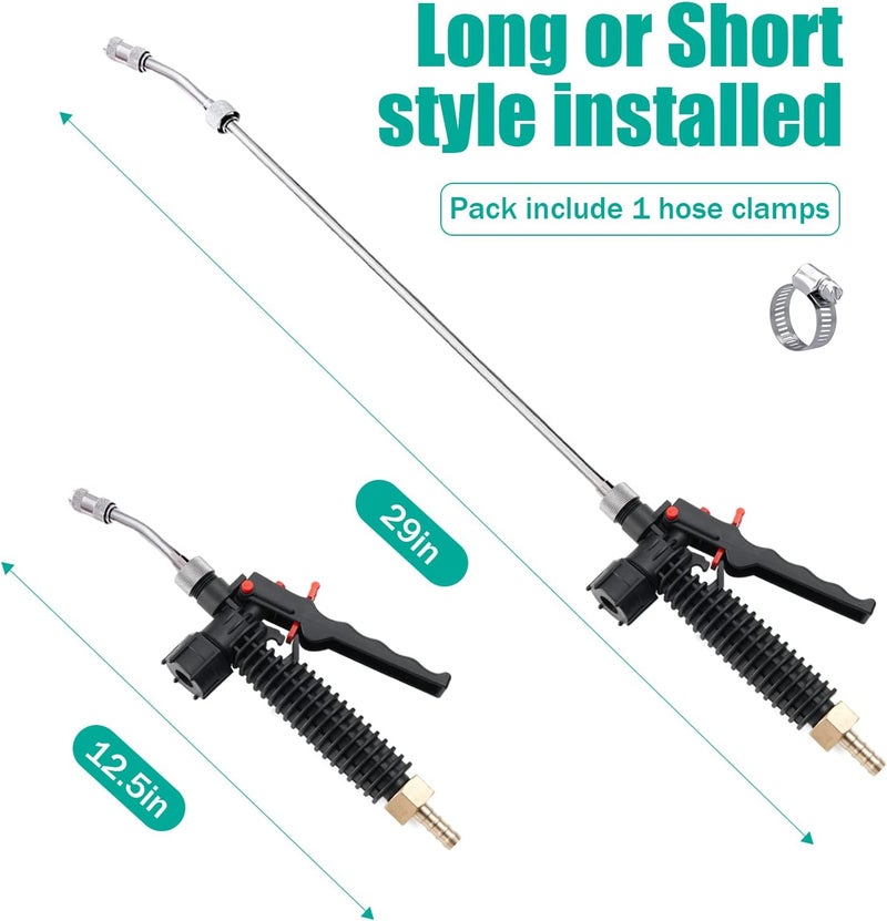VanPet 29 Inches Sprayer Wand,Adjustable Universal Sprayer Wand with 3/8" Brass Barb, Stainless Steel Replacement Sprayer Wand with Shut off Valve (2Pcs 3/8" Barb Sprayer Wand) - Image 2